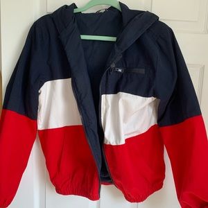 Brandy Melville red white and navy jacket